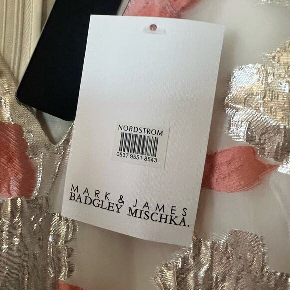 Mark + James Badgley Mischka Reo Brocade Floral V-Neck Cocktail Dress Size 12 - Picture 14 of 15